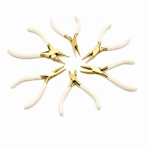 Juego de 7 Pinzas Profesionales para Hacer Joyas - Acabado Dorado con Empuñaduras Lila - Product Image 1