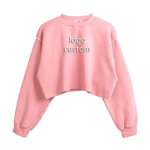 เสื้อฮู้ดดี้ผู้หญิงขายส่ง แบบยาว สกรีนโลโก้ด้านหน้า สไตล์สตรีทแวร์ ผ้ากำมะหยี่สำหรับฤดูหนาว คอกลม แขนยาว ผ้าฝ้าย 100% สีพื้น - Product Image 6