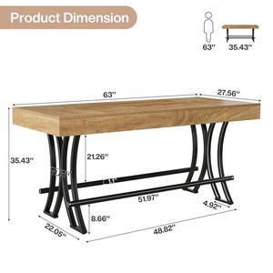 Industrial Farmhouse Style <b>Bar</b> Dining <b>Table</b> Kitchen <b>Table</b> with Unique Vintage Appeal - Product Image 6