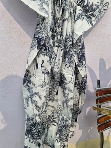 Tropical Print Cotton <b>Kaftan</b> Dress Women Summer <b>Maxi</b> Midi Beach Wear Loose Boho <b>Kaftan</b> Wholesale Resort Wear Dress - Product Image 4