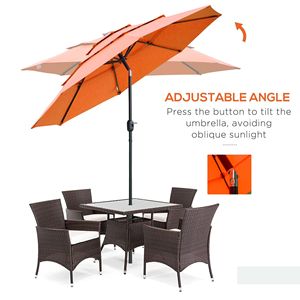 Ombrellone da Patio a 3 Livelli con Raggio di 2,7 m, Manovella e Pulsante di Inclinazione per Cortili Esterni e Palestre - Product Image 4