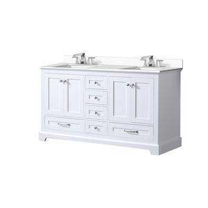 Mobile bagno doppio bianco da 60 pollici L X 22 Pollici Set Rubinetto Bianco con Top in Quarzo per Mobili Bagno - Product Image 4