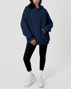 Sweat à capuche décontracté pour femme, 100 % coton tissé épais 500 g/m², anti-plis, respirant, avec logo personnalisé imprimé sur le devant, style streetwear de haute qualité - Product Image 5