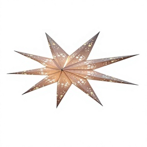 Laxmans Indian Handicrafts 9 Pointer White Paper <b>Star</b> Lamps With Glitter Printed 60 cm For Christmas Decorations Wholesale - Product Image 1
