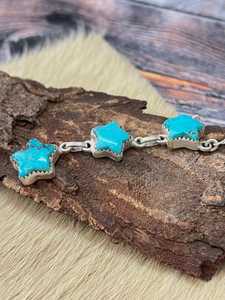 Handmade Blue Turquoise Star <b>Necklace</b> Sterling Silver Celestial <b>Boho</b> Southwestern Jewelry Gift for Her - Product Image 3