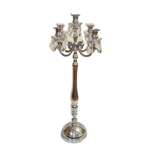 Candelabros de 5 luces de estilo moderno de lujo niquelado de aluminio elegante centro de mesa de boda candelabros de Metal al por mayor de fábrica directa - Product Image 1