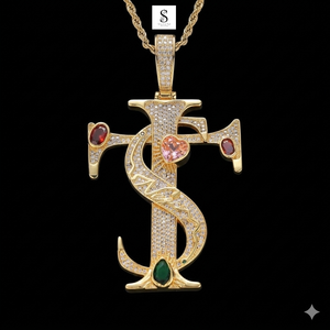 Pendentif croix hip-hop micro-incrusté de moissanite colorée, collier hip-hop élégant pour hommes et femmes - Product Image 1