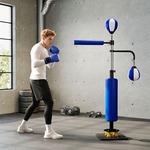 Sacco da Boxe Blu da 4.6FT/6.7FT con Supporto per Allenamento di Velocità, Palla Reflex in PU, Attrezzatura Professionale per l'Allenamento - Product Image 2