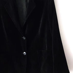 Blazer court en velours noir vintage, blazer court élégant, veste formelle noire classique, blazer de bureau - Product Image 1