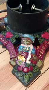 Vintage Cast Iron Christmas Tree Stand – Mid Century Holiday Decor with Bears and Holly <b>Leaves</b> - Product Image 5