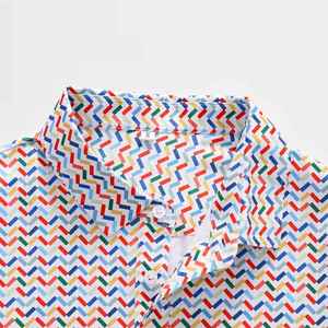 Polo à manches courtes pour homme, motif géométrique, tissu tissé décontracté, design imprimé - Product Image 2