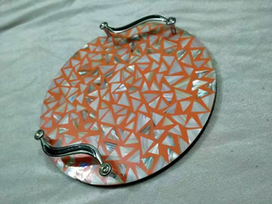 High-End Handmade MOP Serving Tray <b>Set</b> Dishwasher <b>Microwave</b> Safe Polished Finish HA HANDICRAFT Brand Floral Pattern Household - Product Image 4