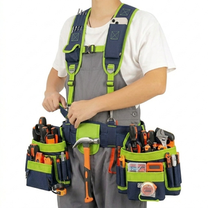 Heavy duty tool belts with suspenders carpenter tool belts <b>harness</b> padded shoulder straps tool vest belts for sale in low price - Product Image 2
