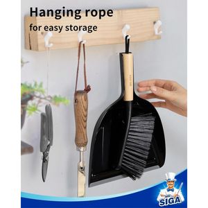 Set Portatile di Scopa e Paletta con Manico in Bambù Nero, 1 Set di Paletta e Spazzola per Pulizia - Product Image 5