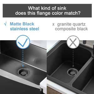 Flangia per Lavello da Cucina in Acciaio Inossidabile Nero/Grigio Antracite Durevole con Superficie Nano e Tappo per Tritarifiuti - Product Image 4