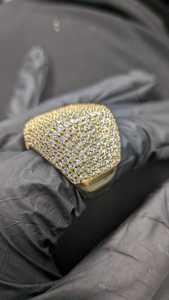 Anillo de Plata de Ley con Moissanita y Diamantes, Diseño Cuadrado Iced Out, Estilo Hip Hop Bling, Joyería de Declaración para Hombre - Product Image 3