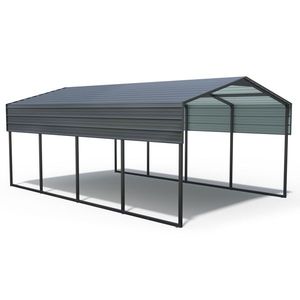 Abri de voiture en métal 20x12, structure renforcée robuste, design moderne, abri extérieur multi-usages, auvent pour voiture et bateau - Product Image 4