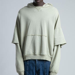 Sweat à capuche double couche effet délavé streetwear, design personnalisable, également disponible en version pull-over et à capuche, sweats à capuche effet délavé de haute qualité et confortables. - Product Image 1