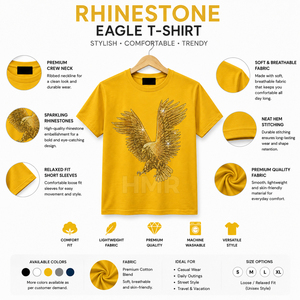 HMR Brotherhood Sisterhood Custom Logo Premium Cotton Fashion <b>Gold</b> Eagle Graphic T <b>Shirt</b> Premium Cotton Crew Neck Wholesale - Product Image 6
