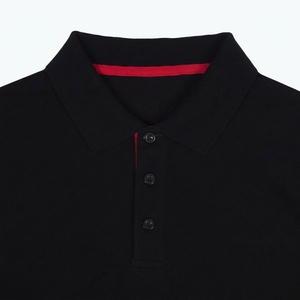 Polo en tricot à manches courtes pour homme, noir et rouge, style décontracté - Product Image 3