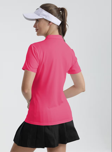 Women's Pink for Shirt Short Sleeve Solid Color Breathable Knitted 100% Polyester Heat-Transfer Printed 160g Custom Logo Print - Product Image 6