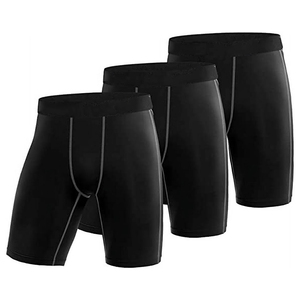 Athletic <b>Compression</b> Shorts For Adult Black Color Mid Waist Breathable Spandex Cotton Elastic Waist Casual <b>Underwear</b> Shorts - Product Image 1