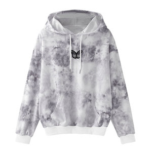 Sudadera con Capucha Tie-Dye Unisex, Corte Regular, 100% Algodón Felpa, Antiarrugas, Formal, Otoñal, con Estampado en Relieve de Mariposa - Product Image 1