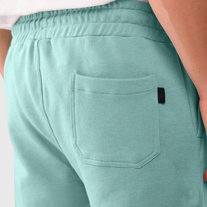 Bermuda en coton de couleur unie pour hommes, avec taille élastique et poches, style décontracté, bleu clair - Product Image 6