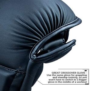 Fabrication professionnelle de gants de MMA en cuir PU demi-doigts pour la salle de sport, la boxe, la remise en forme, avec poignées et logo personnalisé - Product Image 4