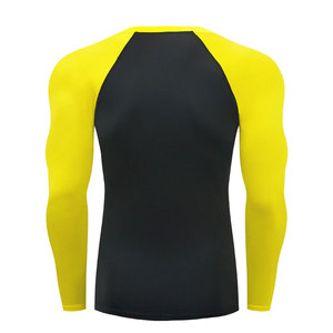 เสื้อรัดรูปแขนยาวสำหรับผู้ชาย สีดำ-เหลือง แห้งเร็ว เหมาะสำหรับฝึกซ้อม BJJ ยิวยิตสู - Product Image 2