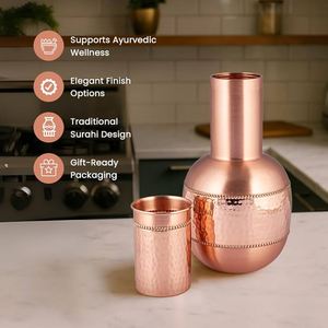 Premium Quality Classic Eco-Friendly Brown Copper Water Surahi <b>Jug</b> 1500ml Handle Lids Customized Design Customizable Packaging - Product Image 3