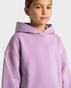 Ensemble de survêtement pour filles, personnalisé, violet et rose, coupe oversize, en molleton de coton, avec sweat à capuche et pantalon large, OEM & ODM - Product Image 6