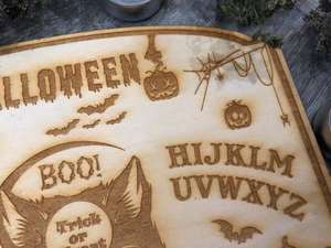 Planche Ouija avec planchette en bois avec <span class=keywords><strong>citrouille</strong></span> chat et esprit jeu parlant les âmes gothique sorcière décor Halloween cadeau - Product Image 4