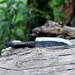 มีดทำมือ MORTAL BLADES สำหรับตั้งแคมป์ ใบมีดเหล็กกล้าคาร์บอนสูง สไตล์ยุคกลาง วิกิ้ง พร้อมปลอกหนัง - Product Image 3