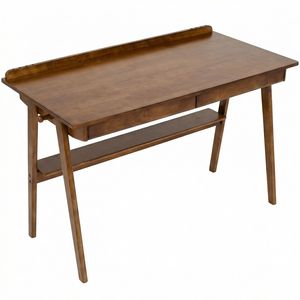 Scrivania Moderna Stile Mid-Century con 2 Cassetti e Ripiano Portaoggetti in Legno Massello e MDF per Ufficio Domestico e Spazi Ridotti, Ideale per Hotel - Product Image 5