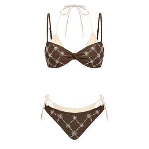 Traje de Baño de Dos Piezas de Diseño de Cintura Alta para Mujer, Listo para Enviar, Venta al por Mayor, Conjunto de Bikini de Ganchillo - Product Image 5