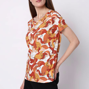 Custom Logo 100% Polyester <b>Canvas</b> Sublimation <b>Printed</b> Casual Winter Women's T-Shirts High Quality Breathable Quick Anti-Pilling - Product Image 3