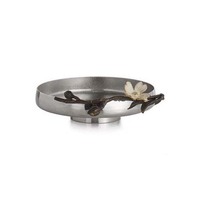 Premium Handgefertigte Art Deco Metall-Servierplatte mit Goldenen Blumenmotiven-Griffen Hochwertiges Dekoratives Tablett für Diwali Ramadan