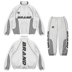 Men's Oversized Streetwear Tracksuit Set Custom Logo Windbreaker <b>Jacket</b> Jogger Pants Y2K Urban Sportswear Two Piece Outfit - Product Image 5