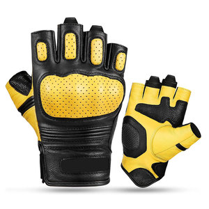 Guantes de Motocicleta sin Dedos de Cuero, Protección Completa, Antideslizantes, Acolchados, para Ciclismo, Gimnasio, Diseño Personalizado - Product Image 5