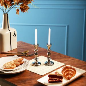 Luxury Silver <b>Taper</b> <b>Candle</b> Holders Set of 2 for Dining and Coffee Table Decorative Centrepiece for Home and Christmas - Product Image 5