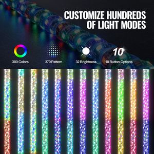 2 Pezzi Frusta Luminosa Impermeabile da 1,5 m con Controllo APP RF, RGB a 360 Gradi, Effetto Inseguimento, 4a Generazione, per Fuoristrada - Product Image 4