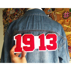 OEM High Quality Chenille Patches Custom Fabric <b>Iron</b>-<b>on</b> Laser Cut <b>Number</b> Letters Garments Sew-<b>On</b> Patches For Sale - Product Image 3