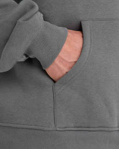 Men's Grey Hooded <b>Sweatshirt</b> Regular Fit Solid Color Casual French Terry Knitted Autumn Wear - Product Image 5