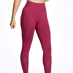 Leggings pour femmes à taille haute, longueur intégrale, couleur unie, tricotés en spandex et polyester, extensibles, respirants, style sportif - Product Image 2