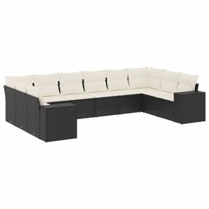 Grand ensemble de canapés de jardin en rotin PE noir avec pieds réglables - Product Image 2