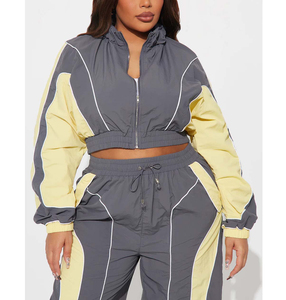 Custom Unisex 2 Piece Set Windbreaker Tracksuit Men's Sport <b>Jacket</b> with Zip up Nylon Outfits Windbreaker Track Suit for <b>Women</b> - Product Image 2
