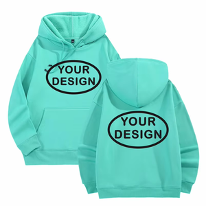 เสื้อฮู้ดสีน้ำเงินพิมพ์ลายตามสั่งสำหรับผู้ชาย สไตล์ลำลอง ผ้าฝ้าย 100% เฟรนช์เทอร์รี่ ดีไซน์โลโก้ด้านหน้า เหมาะสำหรับใส่ในฤดูใบไม้ร่วง ทรงโอเวอร์ไซส์ - Product Image 4