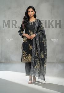 Shalwar Kameez en coton brodé pour femmes, tendance été, 3 pièces, prêt-à-porter, grandes tailles, très demandé. - Product Image 6