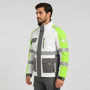 <b>Winter</b> Safety Hooded Safety <b>Jacket</b> Wholesale Custom Logo Construction High Visibility Reflective <b>Waterproof</b> Canvas Stand Collar - Product Image 4